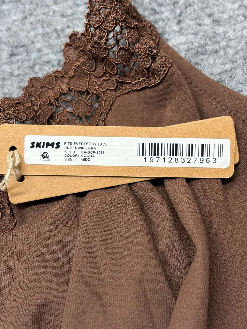 SKIMS Fits Everybody Lace Underwire Bra in Cocoa Size 46DD brand new with tags - Picture 5 of 9